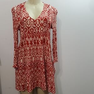 Zara Red and White Puff Sleeve V-Neck Sundress